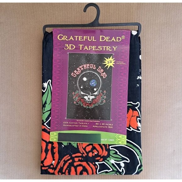 Grateful Dead 3D Tapestry  Cotton  60 x 90"  Skull & Roses Steal Your Face NIP - Picture 2 of 2